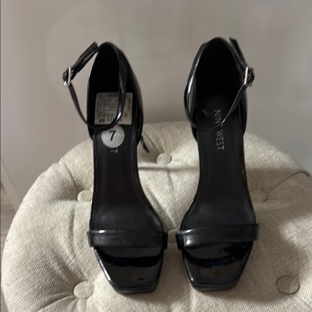 Nine West Black Heeled Sandals with Ankle Strap